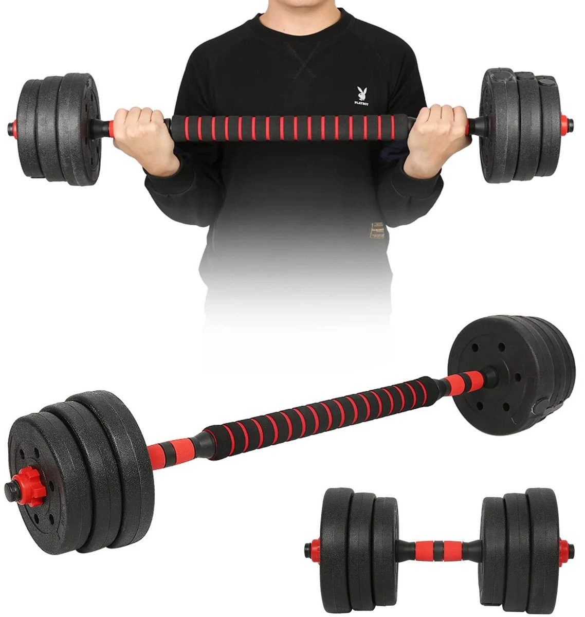 Dailygoods 20 kg verstelbare halterset, halterset van 2, gewichten halterkrachttraining kan worden gebruikt als halter,