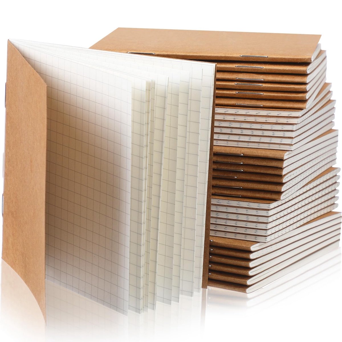 Dailygoods- Notebooks Set van 50 - Mini Pocket Notebooks - Kraft Notebooks - Schrijfblok - Memo/Schetsboeken - 10,2 x 10,2 cm - Notitieboekjes