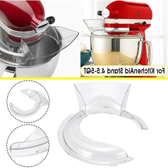 Heldere splash guard met vulopening voor menger - accessoires voor keukenmachines en vleesmolen, 4.5-5QT, ideaal voor koken en bakken — afbeelding 4