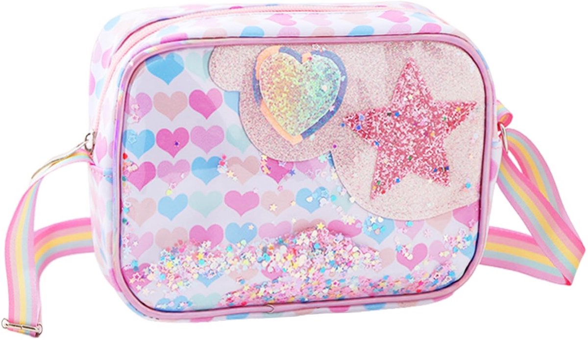 LAUZY- Schoudertas Kinderen - Waterdicht - Lichtgewicht - Liefde Print - Crossbodytas - Creatief Ontwerp - Afmetingen 20x14x6 cm - Kindertas