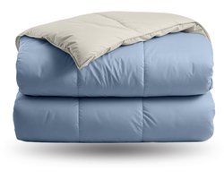 Zelesta Deluxe Duo Dream Blue & Cream 200x200 - Dekbed zonder overtrek - Eco Cloud vulling - Wasbaar hoesloos dekbed - Vaste overtrek - Percal katoen dekbed - All Year Winterdekbed & Zomerdekbed