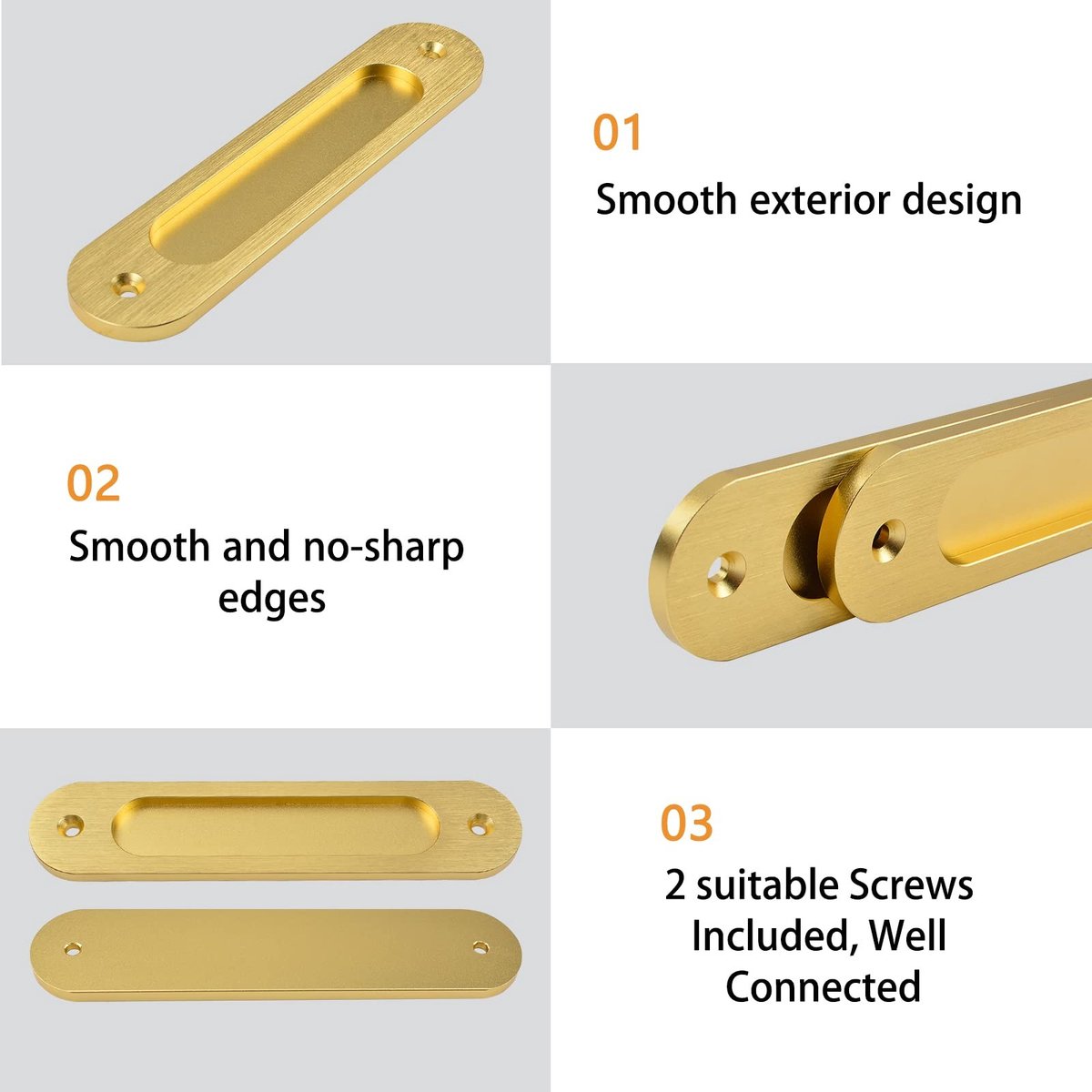 Dailygoods- Schuifdeurtrek Ovaal - 2 Stuks - Geborsteld Goud - Aluminium - Handgreep - Sierlijk Design - Inclusief Montageschroeven - Deurgreep