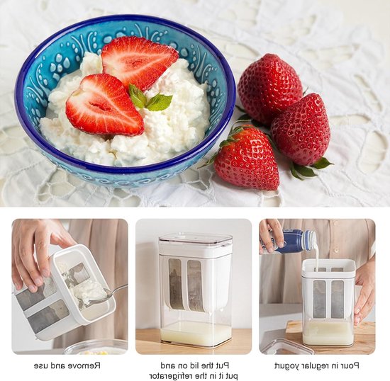 Multi Yogurt Strainer met Fijn Gaas - Ideaal voor Griekse Yoghurt, Sojamelk, Sap en Thee maken — afbeelding 3