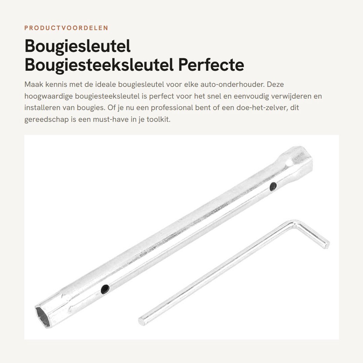 Dailygoods- Bougiesleutel 16mm/21mm - Dopsleutel - Bougiedop - Bougiesleutel voor demontage - Chroom-vanadium-staal - 275mm lengte