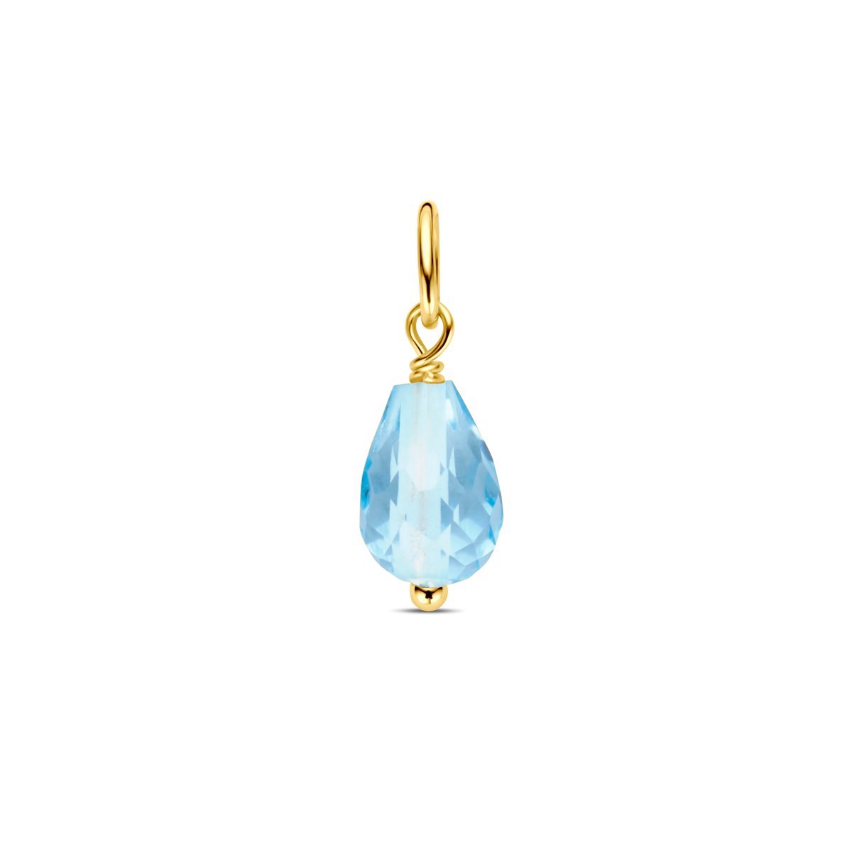 14K geelgoud hanger blauw topaas 4030824