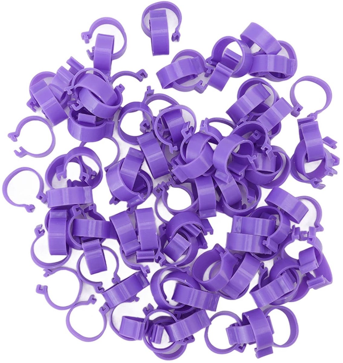 Dailygoods- Kippenpootring 100 Stuks - Gevogelte Voetringen - Identificatie Tags - Plastic Ringen - PP-Kunststof - Geschikt voor Kippen/Eenden/Ganzen - Pluimveevoetringen