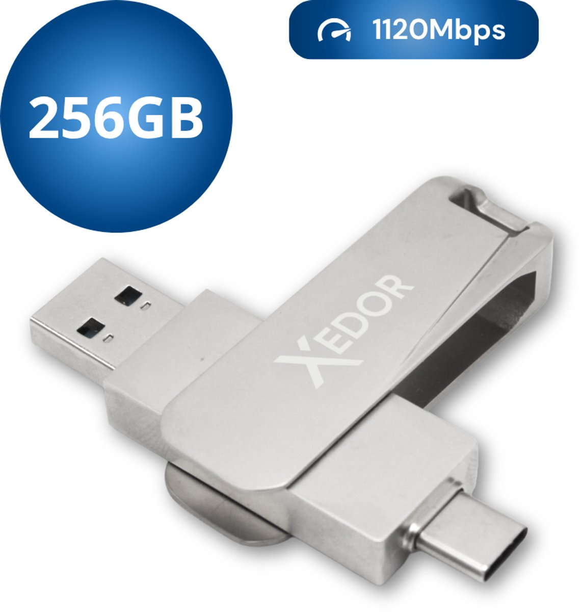 Xedor® Base - USB Stick - 256 GB - 1120Mbps - USB C en A - iPhone en Android