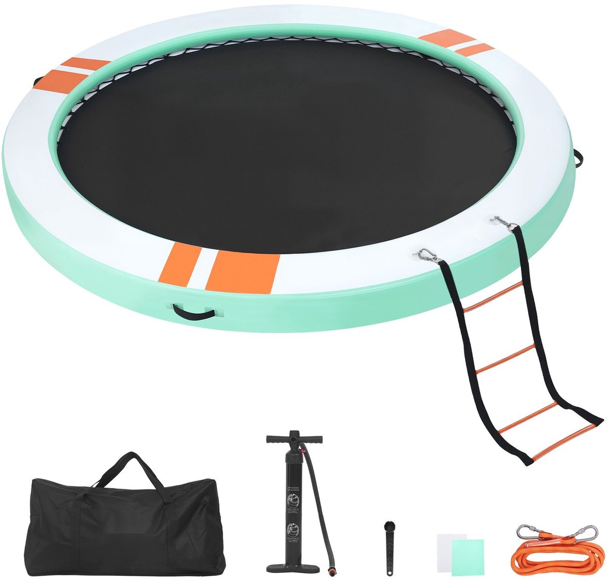 Opblaasbaar Drijvend Platform - Rond Waterplatform Ø 366 cm - Antislip Oppervlak - Afneembare Ladder - Inclusief Draagtas - Voor Zwembad, Meer en Zee