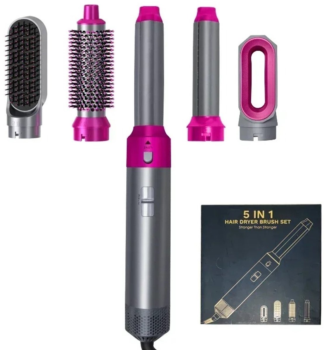 Innovastore 5-in-1 föhn - Krultang - Stijltang - Föhn - Haardroogborstel - 1000 W - Drogen en stylen - Roze