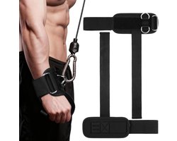 Cuffed D-Ring Weightlifting Bands - 2 Pack Heavy Duty Fitness Wrist Support Straps voor Deadlifts - Bodybuilding - Pull-Ups - Cable Machine Workouts - Voor Mannen - Vrouwen - Zwart