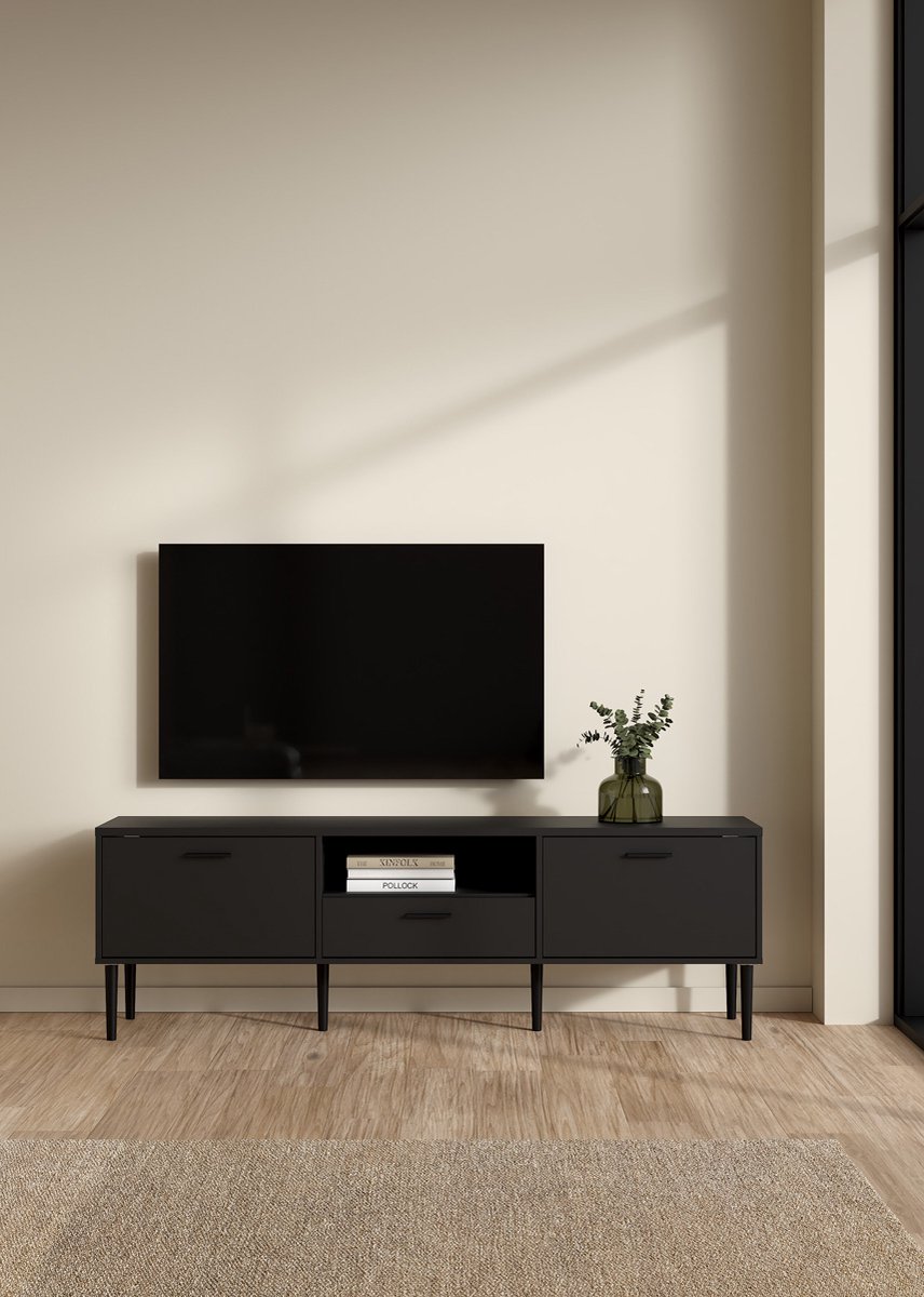 Giga Living Tv-meubel Media - Zwart - 180x40x57cm
