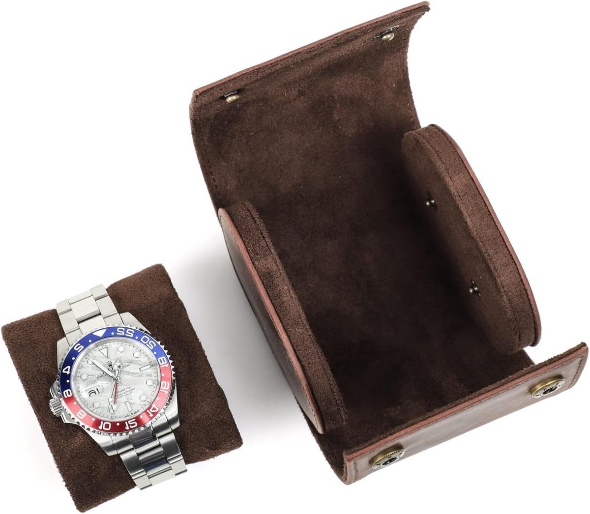 Leren opbergdoos voor horloges met afneembare kussens, ideaal voor reizen en bescherming van horloges