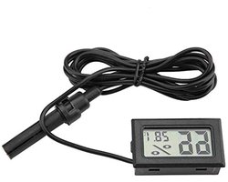 Digitale 2-in-1 Thermometer en Hygrometer met Externe Sensor voor Reptielen, Incubators en Aquariums - Zwart