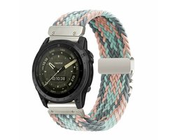 By Qubix - Geschikt voor Garmin bandje - 20mm Quickfit - Braided nylon band met parachute sluiting - Multicolor Pastel - Geschikt voor Garmin Fenix 7s/6s/5s / Instinct 2s / Epix Pro Gen 2 (42mm)