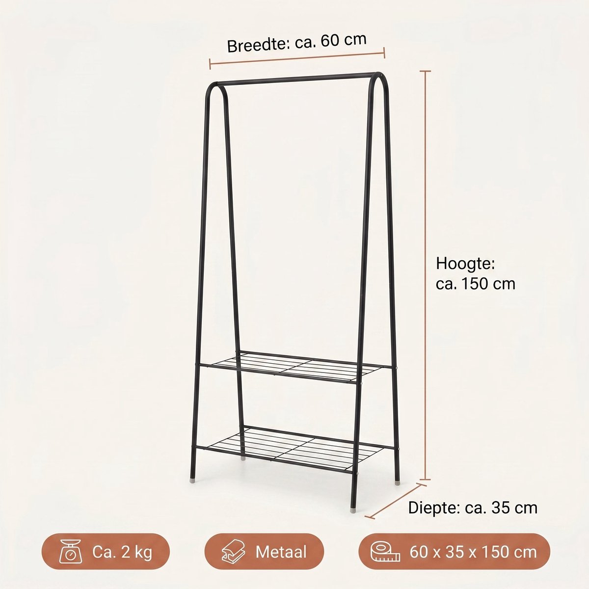 Cheqo® Kledingrek met Schoenenrek - Garderoberek - Kledingstang - Open Kledingkast - Kledinghanger - Kledingstandaard - Zwart - Industrieel - Ophangrek - Klerenrek - Kapstok - Garderobe Opbergrek - voor Slaapkamer en Hal en Entree – foto 3