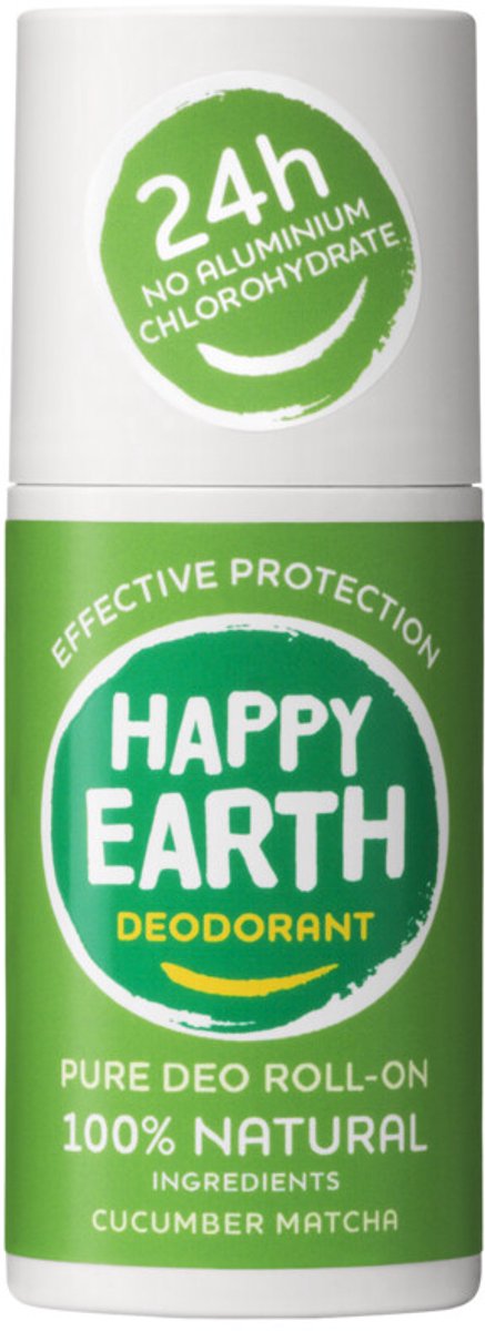 Happy Earth Deodorant Roller Cucumber Matcha - 100% Natuurlijk - 24 uur Bescherming - 75mL