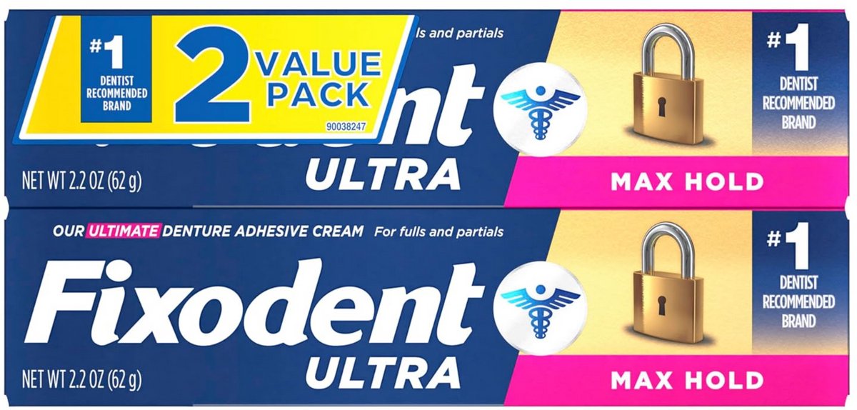 Max Hold Fixodent - Tandprothese Kleef - Sterke hechting, 2-pack