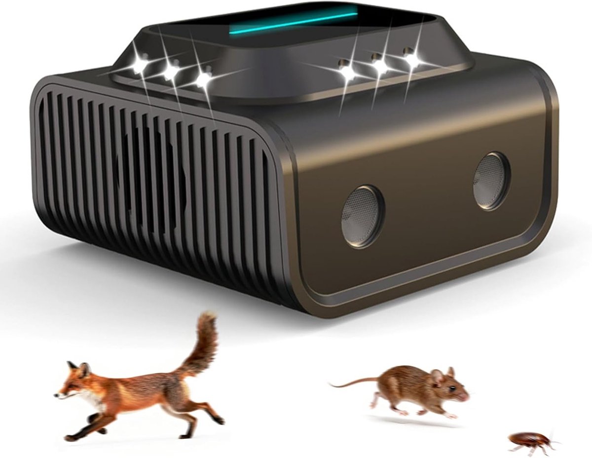 Ultrasone Muizenbestrijding met 360° Dekking, LED Flits en 3 Werkmodi voor Binnengebruik tegen Muizen en Knaagdieren
