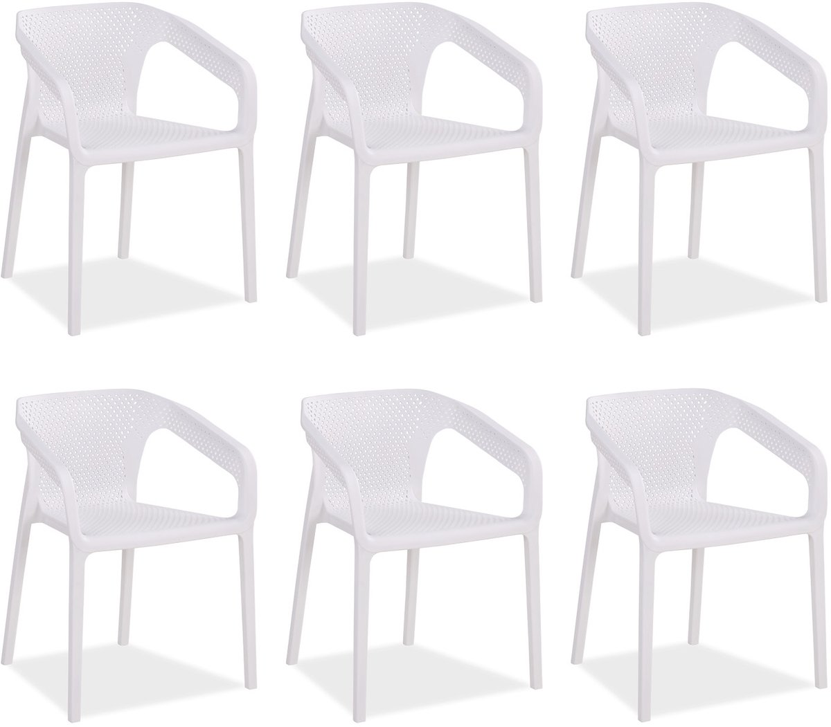 Homestyle4u Tuinstoelen - Set van 6 - Stapelstoelen - Kunststof - Wit