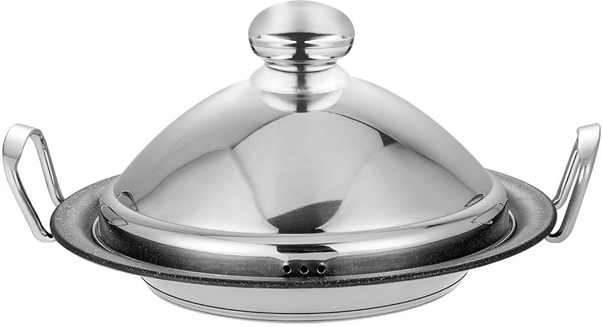Signature Home, Tajinepan van Roestvrij Staal 26cm met Koepelvormig Stoomdeksel, Zilver