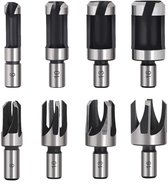 Allecta - 8-delige houten plug-cutter boorset voor nauwkeurige houtbewerking. Met tapsnijder en conische boren (6/10/13/16 mm) - houtbewerkingsgereedschap.