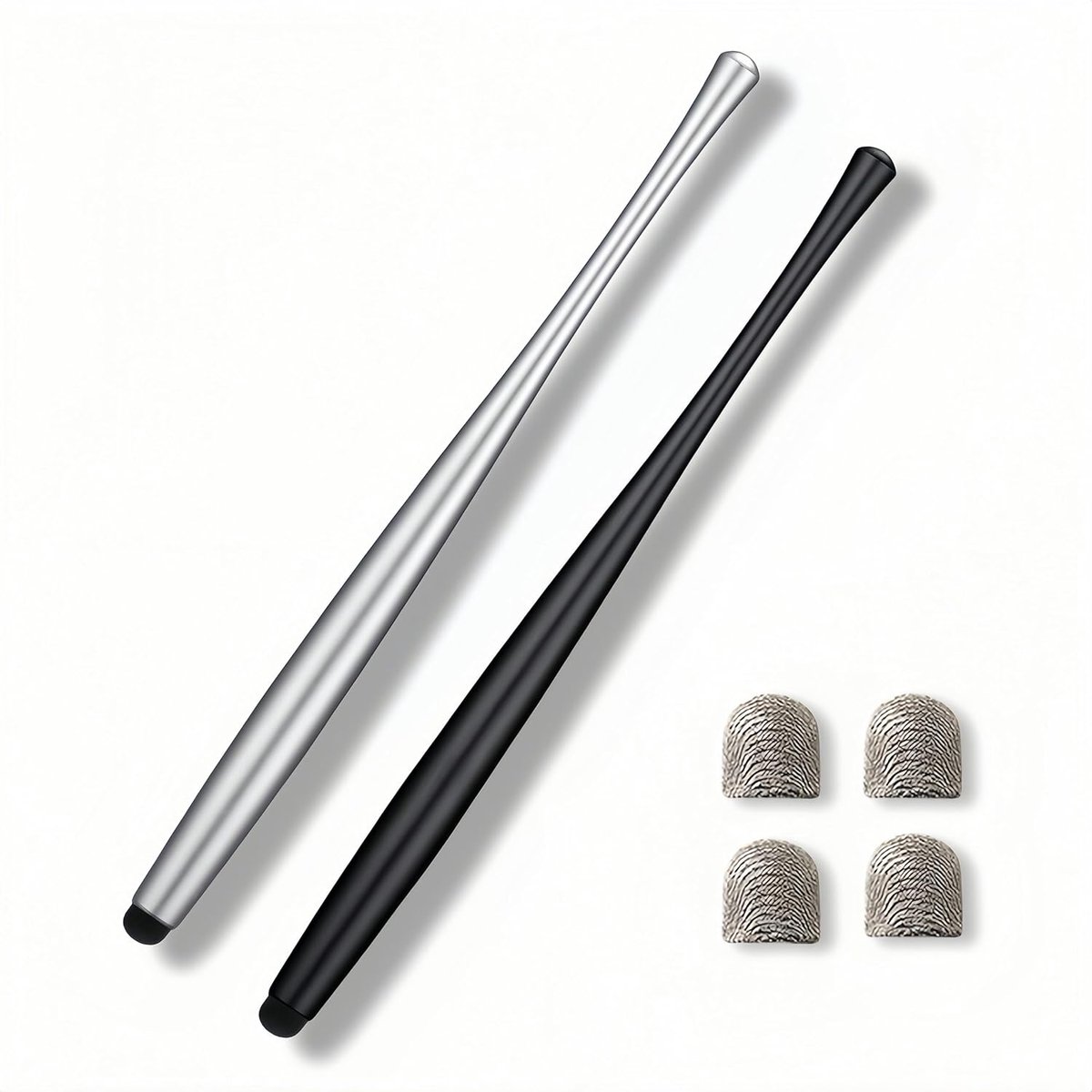 KARZO Nauwkeurige touchscreen pen voor schermen, set van 2 pennen met 4 vervangtips, compatibel met iPad, iPhone, Samsung, Huawei, Surface en anderen, ideaal voor tekenen en navigatie