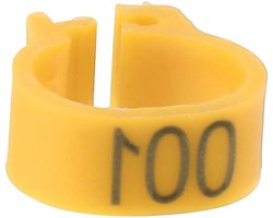 Nummering Plastic Vogelpootringen 8mm - 100 Stuks Geel, Ideaal voor Duiven en Vogels, Duurzame Legbanden