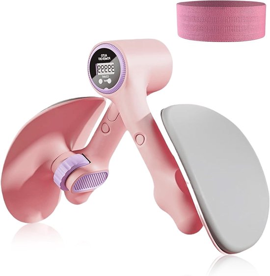 Pelvic Floor Trainer voor Vrouwen: Thigh Trainer en Been Trainer met Telling, Thuis Fitness Apparaat voor Billen en Benen, 76 cm Roze Weerstandsband, 360° Training