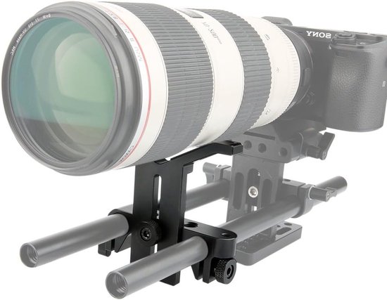 Verstelbare lensondersteuning voor lange lenzen met 15 mm stangklem, ideaal voor videoproductie en fotografie — afbeelding 5
