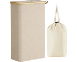Dailygoody - Slimme Wasmand - Vouwbare Wasmand - Beige - 75 Liter - Ideaal voor Kleine Ruimtes - Perfect voor Slaapkamer en Badkamer