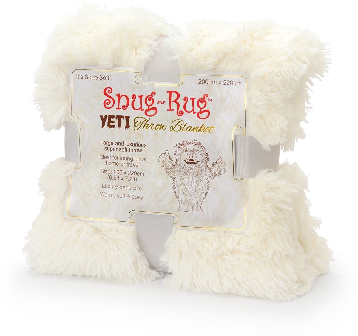 Dailygoods - Snug Rug Yeti Luxe Hoogpolige Deken - Gezellige Warme Plaid - Kingsize 200 x 220 cm - Imitatiebont - Perfect voor Thuis - Polar Wit/Crème