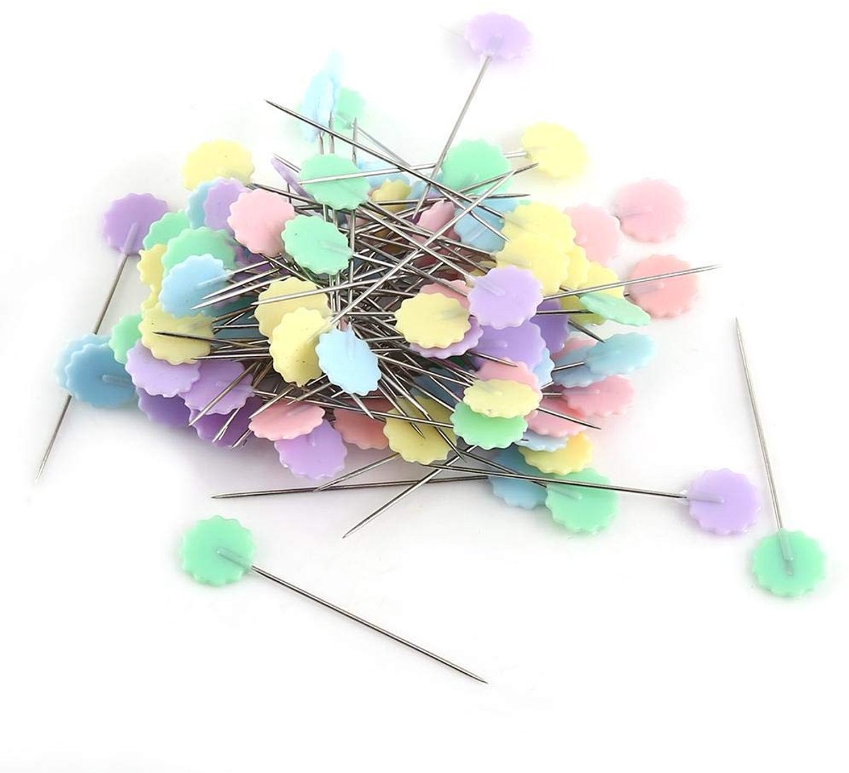 Dailygoody - Set van 100 stuks rechte pinnen - Naaien en DIY - Gekleurde koppen - Creatief knutselen - Geschikt voor diverse stoffen - Perfect voor ha...