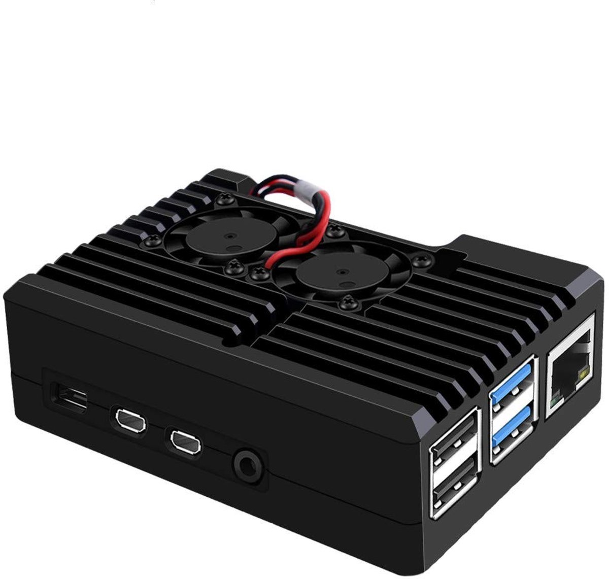 Raspberry Pi 4 Behuizing met Dubbele Ventilator - Passieve Aluminium Koeling voor Raspberry Pi 4 Model B