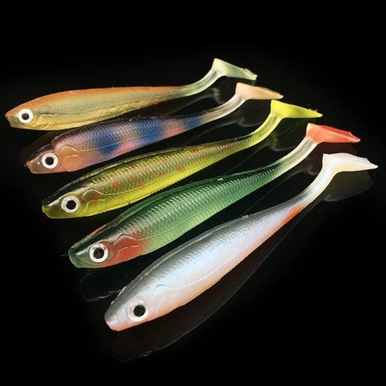 Dailygoods- Kunstaas Set 20 Stuks - Zacht Aas - Zinkende Swimbait - Jig Loodkop - Voor Zout/Zoetwater - Hoogwaardig PVC - Vissersaas van Dailygoods — afbeelding 2