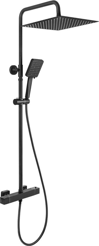 Sofetiy Max Regendouche - Ø 30 cm - Handdouche Met 6 standen - Waterbesparend - Inclusief thermostaatkraan - Zwart
