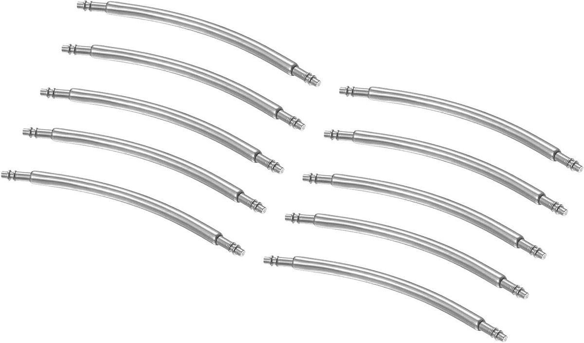 10 stuks gebogen veerpennen voor horlogeband 26 mm - Roestvrij staal reparatieset met dubbele eindkappen en 1,3 mm diameter voor horlogeherstel
