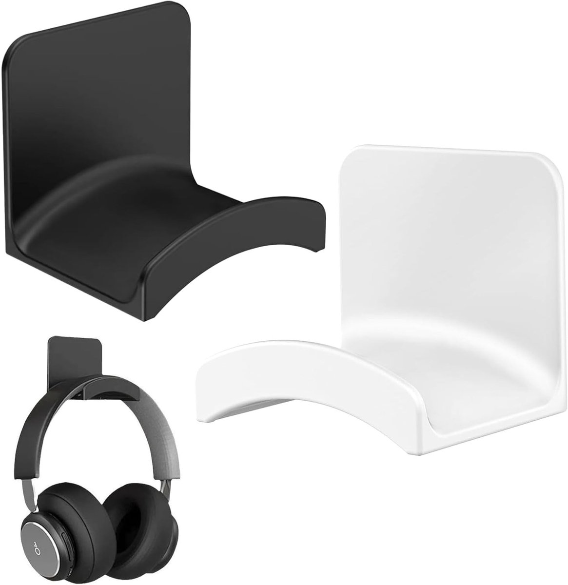 Set van 2 Hoofdtelefoonhouders met Sterke Lijm, Multifunctionele Wandbeugel voor Hoofdtelefoon, Desk Hook, Organiseer je Audioaccessoires en Bespaar Ruimte