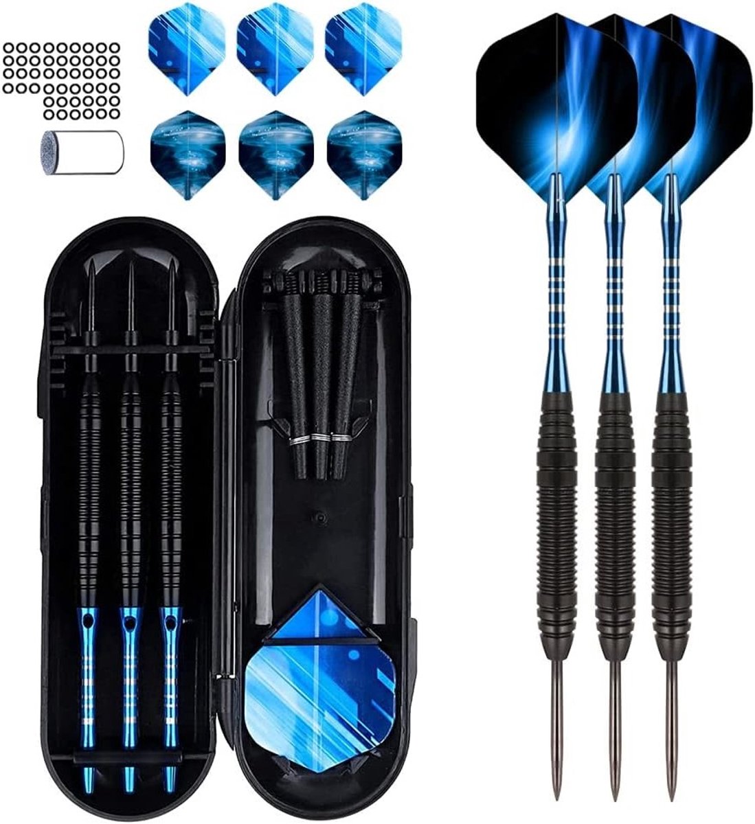 Professionele Dart Flights met Metalen Punt voor Precisie en Duurzaamheid - Blauwe Steel Tip Darts