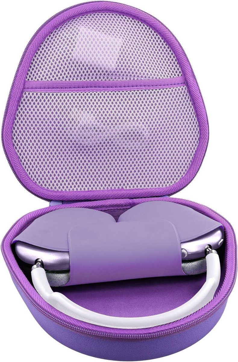 Draagbare Hard Case voor Draadloze Over-Ear Hoofdtelefoon, Geschikt voor AirPods Max, Paars, Bescherming en Opbergruimte