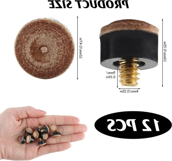 Allecto - 12 mm biljartkeu tips - hoogwaardig leer - schroefbare punten - duurzame kwaliteit - verbeter je biljartervaring - geschikt voor biljarte... van Allecto — afbeelding 5