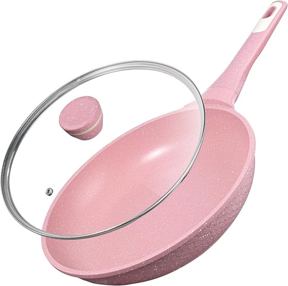 Roze anti-aanbak pan 26 cm met deksel