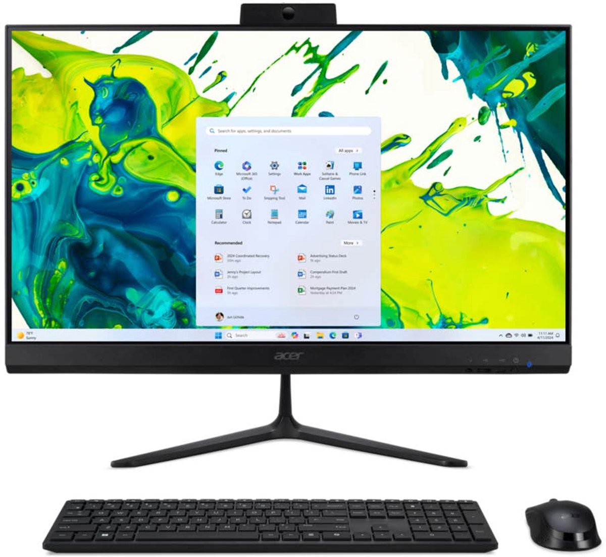 Acer Aspire C24-2G-UR15 Intel Core 5 120U 60,5 cm (23.8") 1920 x 1080 Pixels Alles-in-één-pc 16 GB DDR4-SDRAM 512 GB SSD Windows 11 Home Zwart