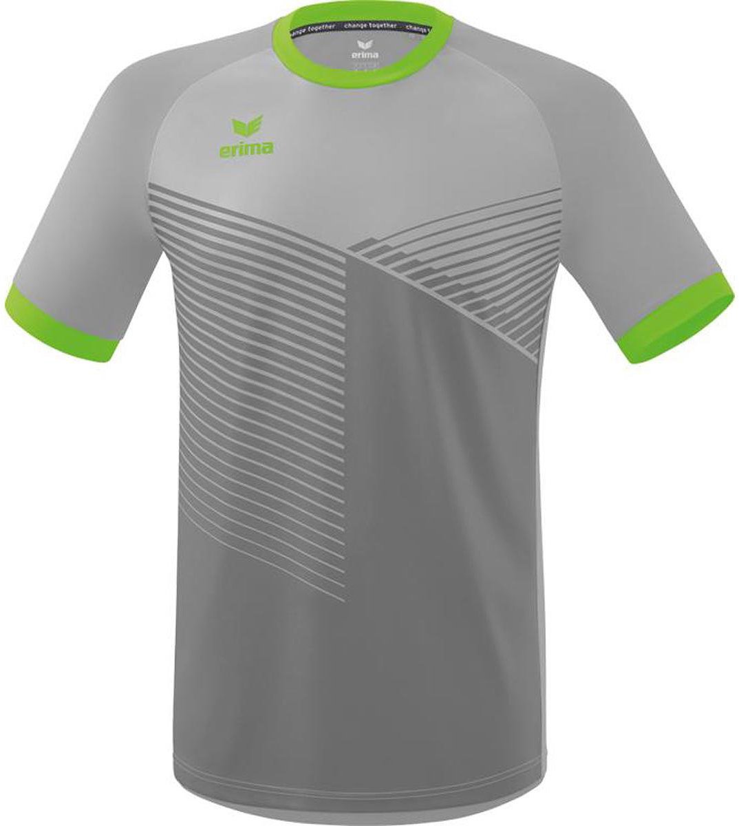 Erima Mantua Shirt Korte Mouw Kinderen - Silver Grey / Green Gecko | Maat: 140