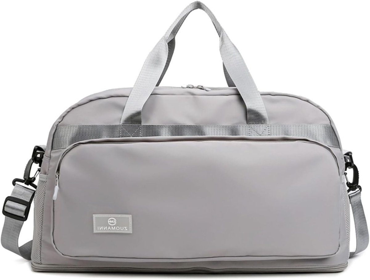Grote Sport Duffle Bag voor Vrouwen 50L, Uitbreidbaar van 37.7L naar 50.7L, Waterdichte Sporttas voor Zwemmen, Reizen en Weekenduitjes, Ideaal als Gymtas en Handbagage, Grijs