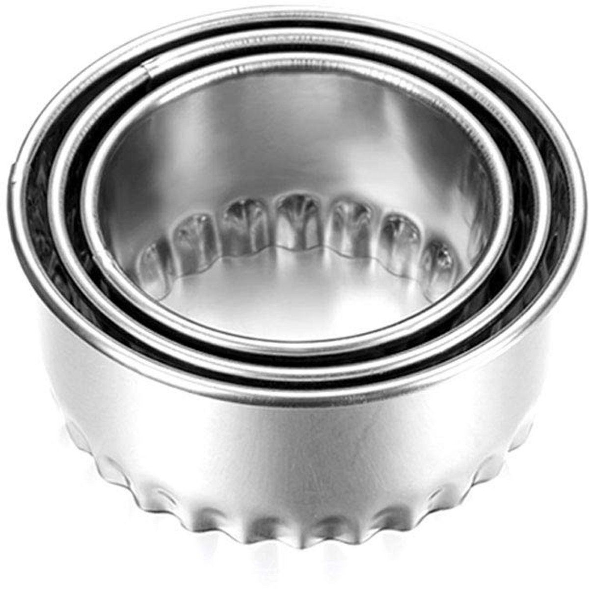 Rvs Deegsnijders - Ronde Vormen - Dumplings Maken - Set van 3 - Golfrand