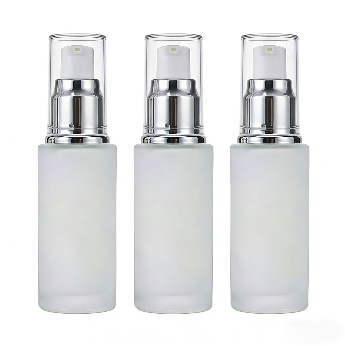 Dailygoody - Hervulbare Pompflessen - Reizen - Veilig en Rommelvrij - Doorschijnend Matglas - Cosmetische Container - Voor Huidverzorging - 3 Stuks