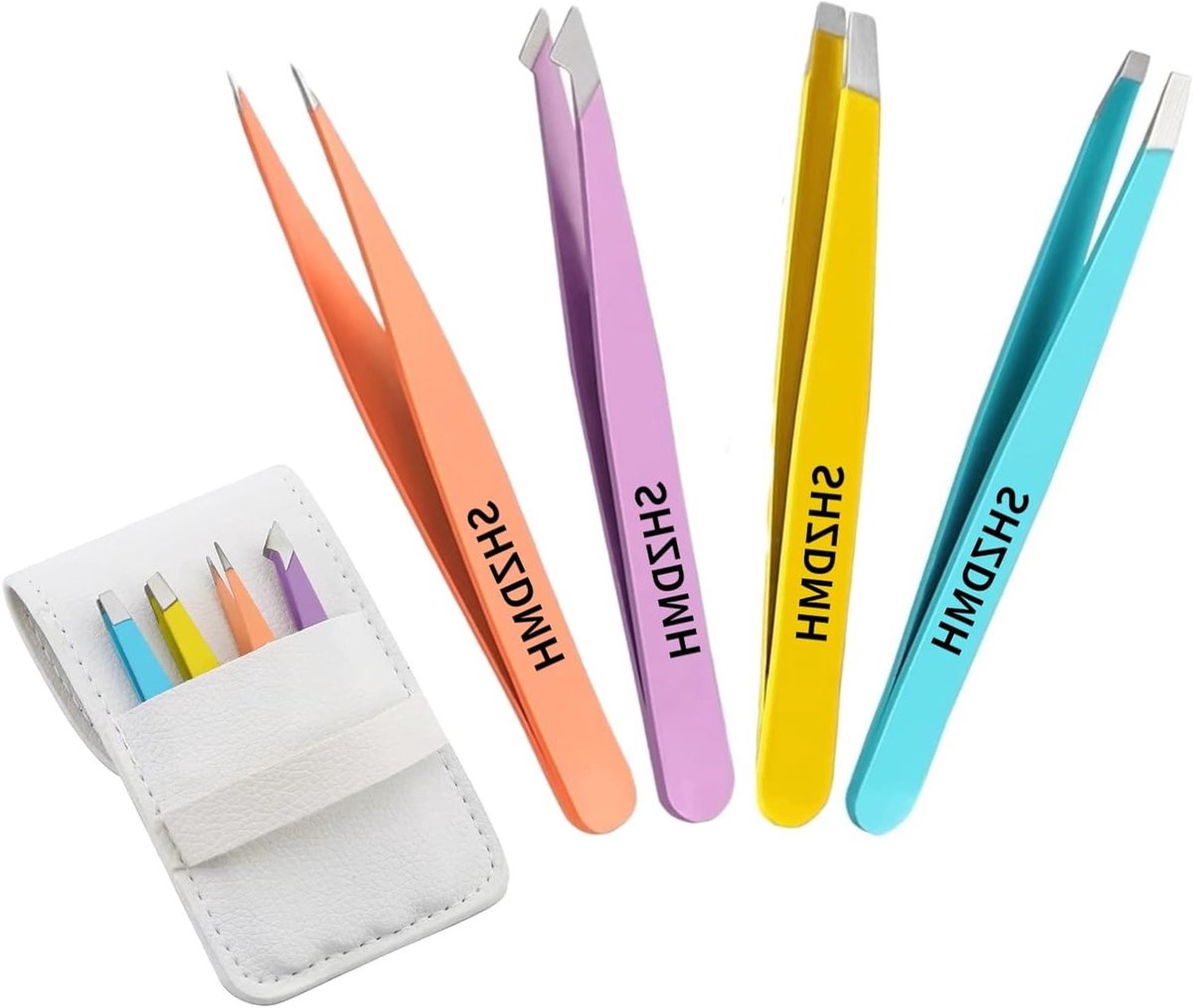 Precisie RVS Pincet Set voor het Verwijderen van Ingegroeide Haren en Wimperextensions met Leren Etui - Perfecte Cadeaus voor Vrouwen