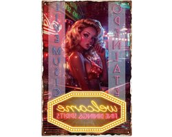 Vintage Bar Pub Pin Up Lady Metaal Sign - Retro Wanddecoratie voor Man Cave, Café en Club, 20x29cm, Grappige Neonschilderij