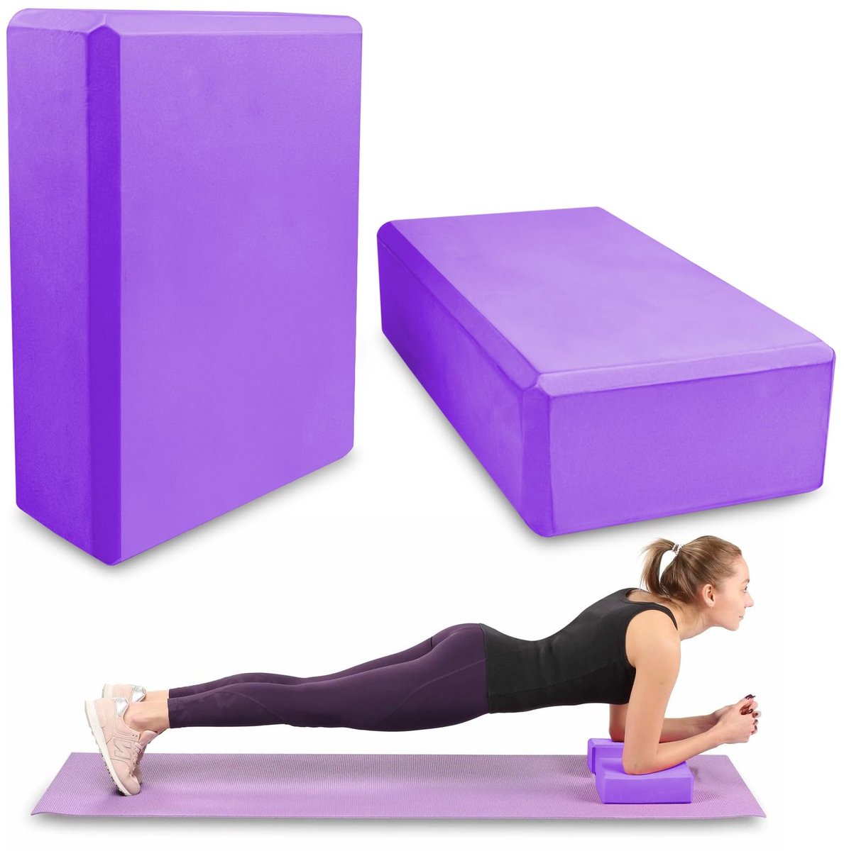carmdering - Yoga Blok Set - Yogasteun Blokken - Fitness Accessoires - Anti-Slip Oppervlak - 12-Groeven Structuur - Hoogwaardig EVA-Schuimstof - Duurzaam En Lichtgewicht - Ideaal Voor Balans En Flexibiliteit - 2 Stuks