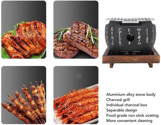 Store_7 - Japanse Stijl Grill - Mini Draagbare Grill - Lichtgewicht en Praktisch - Houtskool Kachel - Voor Binnen en Buiten - Tafelblad Grill van store-7 — afbeelding 5